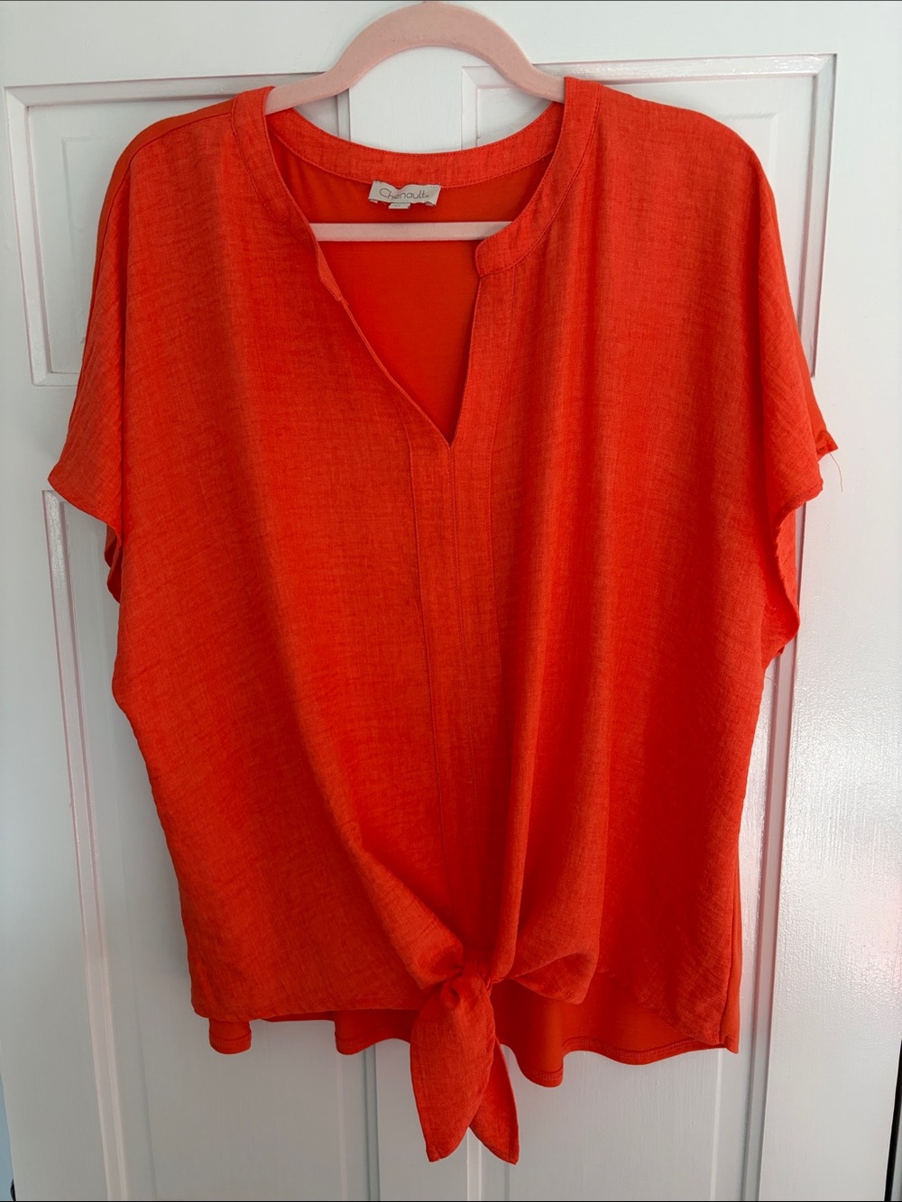 Chenault Orange Tie-Front Tunic Top
